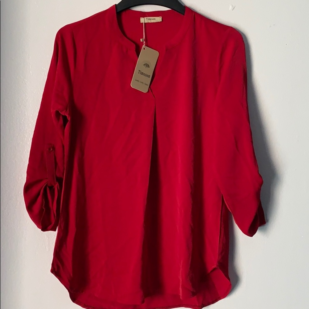 Red long sleeve women‎ blouse size S